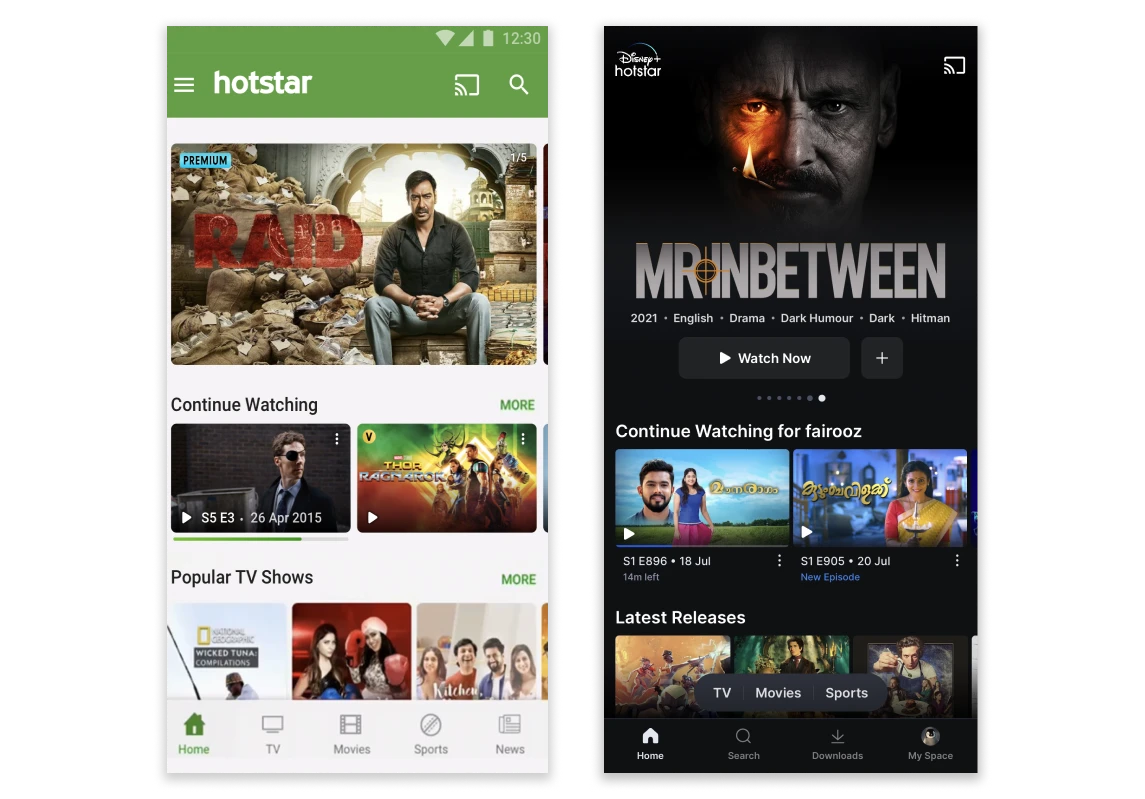 Early Hotstar X product explorations