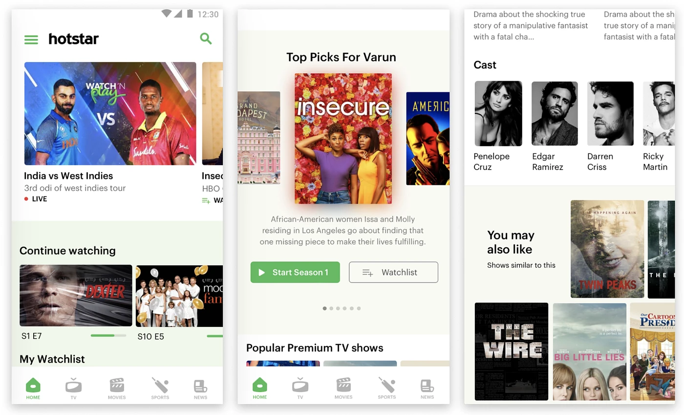 A later Hotstar X interface direction